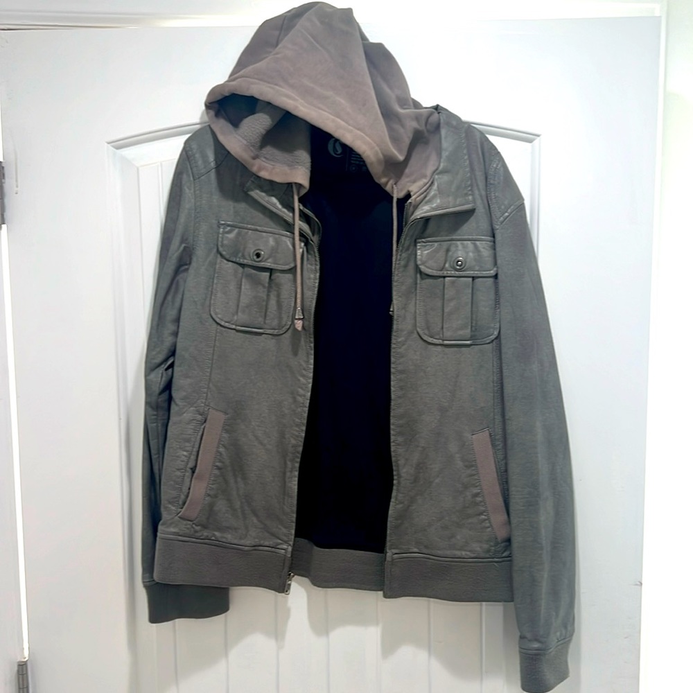 Grey vegan New York Leather Jacket